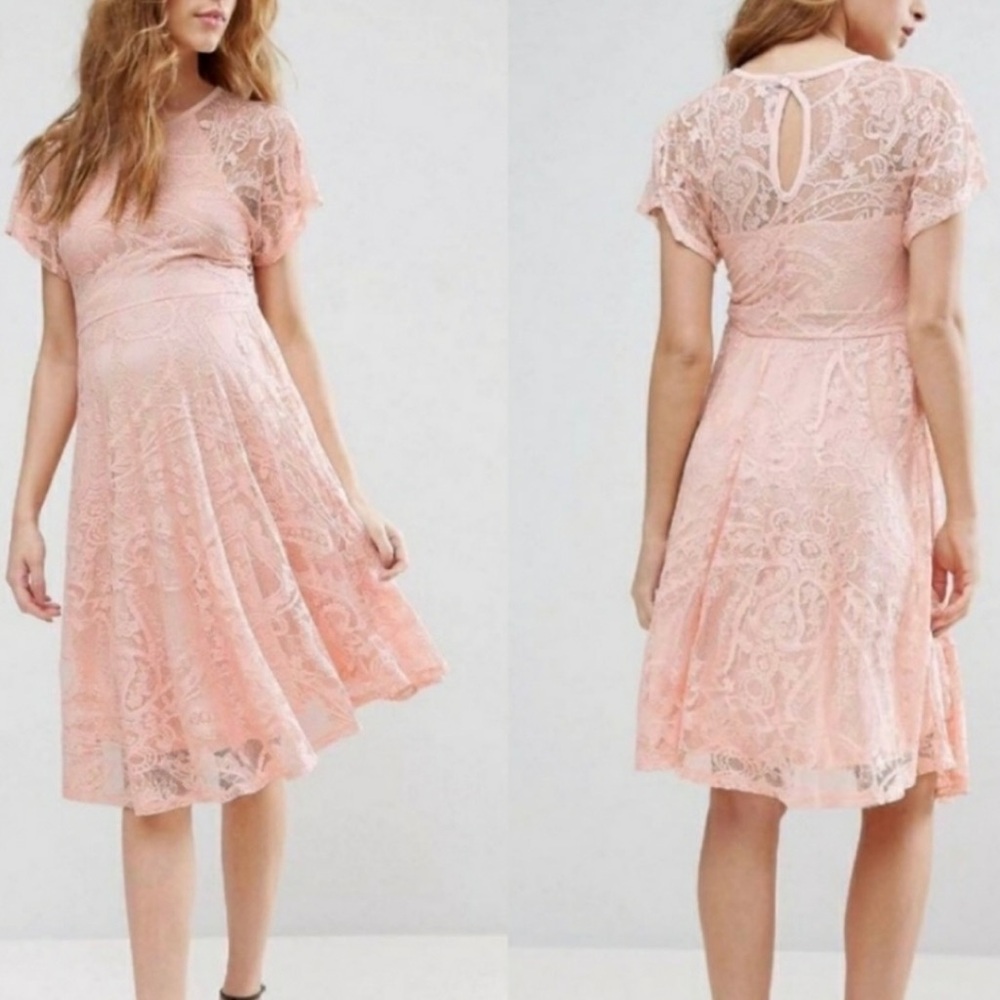 ASOS Peach Lace Maternity Dress